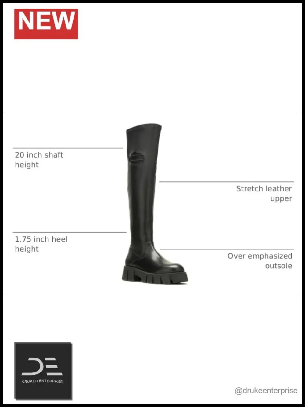 Harley-Davidson Women's Uplift Over-the-Knee Boots Stretch Leather 20 Inch